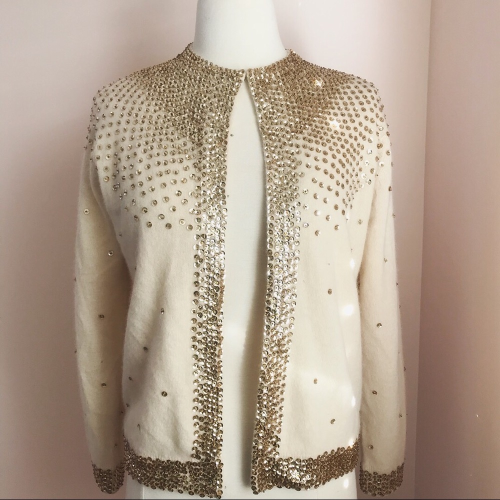 1950s Glam gold sequin cardigan